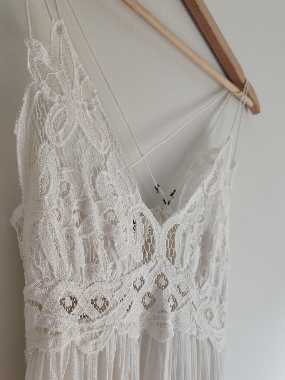 Free People Adella White Lace-Detail Maxi Boho Bridal Beach Dress Size Small - Picture 9 of 16